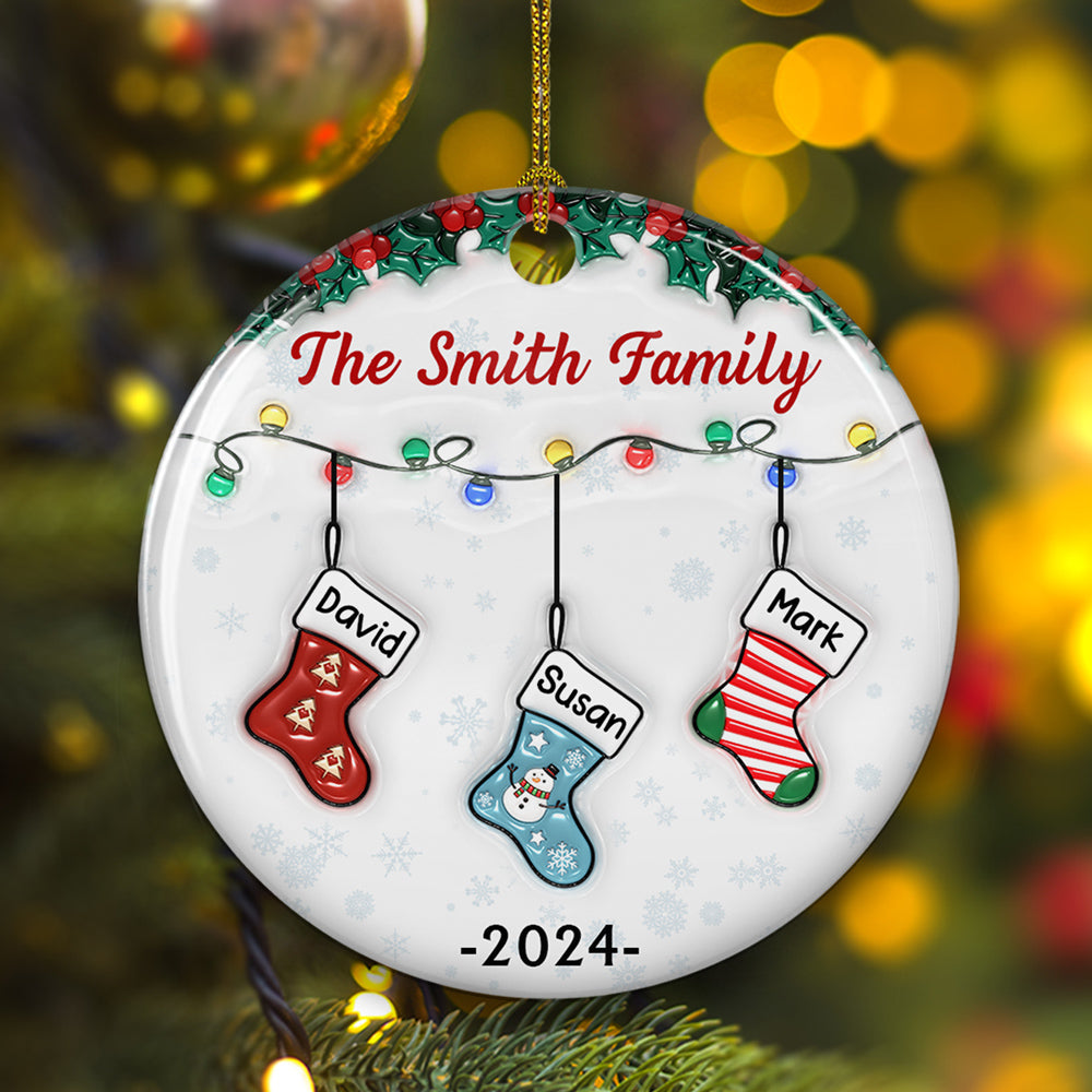 Custom Christmas Decor Home Birthday Gifts For Dog Lovers • Christmas Together - Personalized 3D Inflated Effect Ceramic Ornament