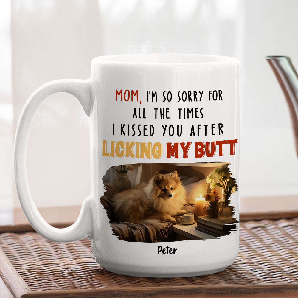 Custom Photo Christmas Birthday Gifts For Dog Lovers • After Licking My Butt Photo - Personalized Coffee Mug
