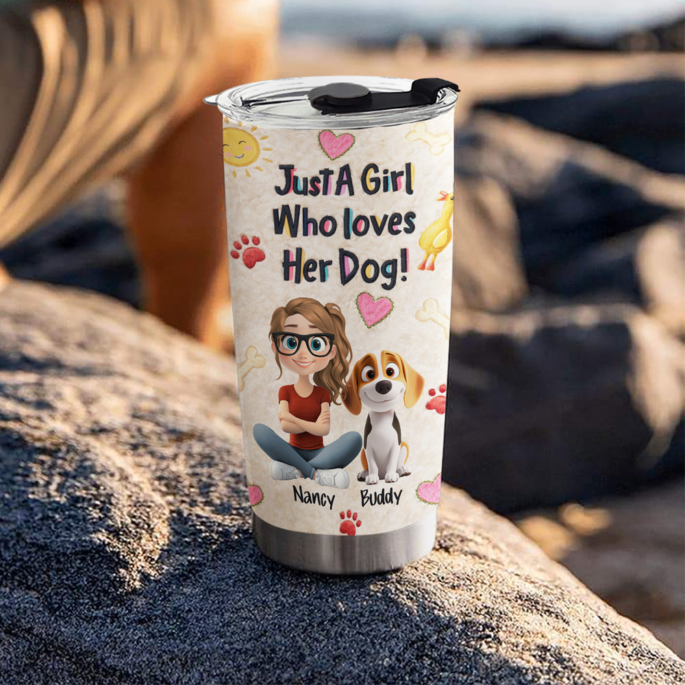 Custom Christmas Birthday Gifts For Dog Mom, Dog Lovers • Just A Girl And Stuffy Dogs - Personalized 3D Effect Tumbler