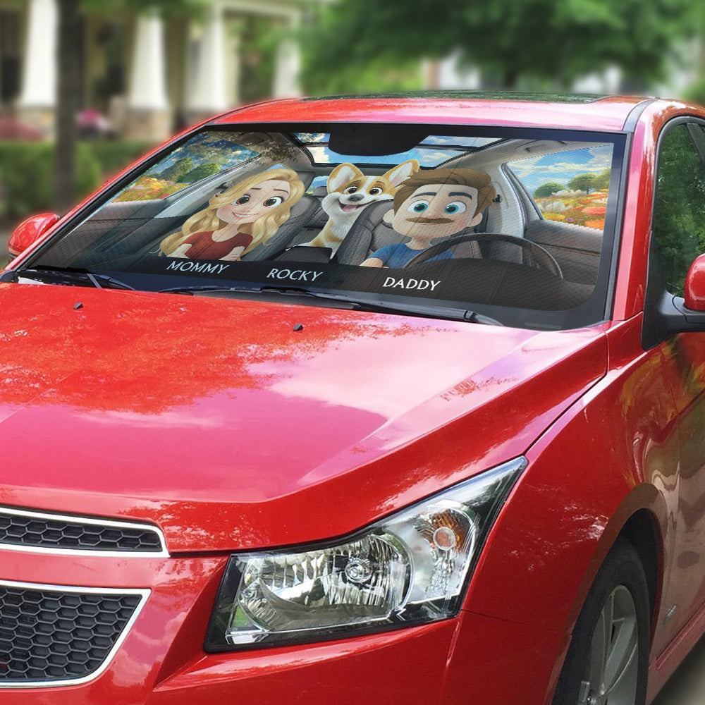 Custom Christmas Birthday Gifts Car Accessories for Dog Parents • Life Is Better With My Dog Couple - Personalized Car Sunshade