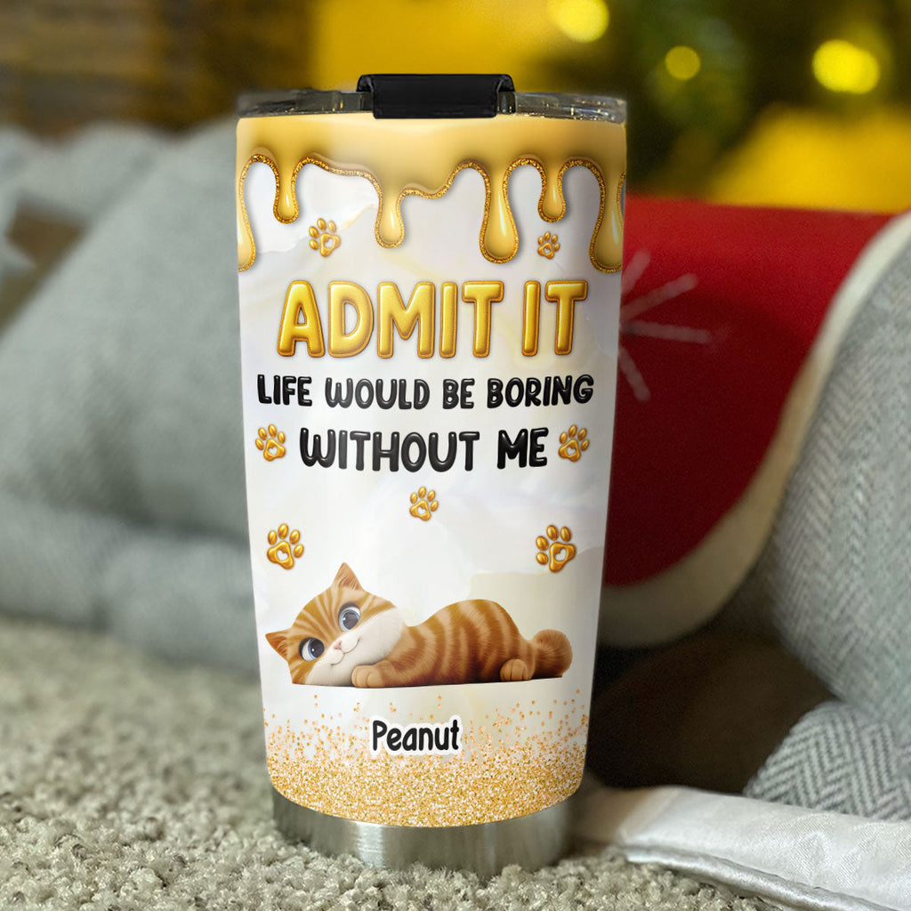 Custom Christmas Birthday Gifts For Cat Lovers • Love You Longer Cat Version - Personalized 3D Effect Tumbler