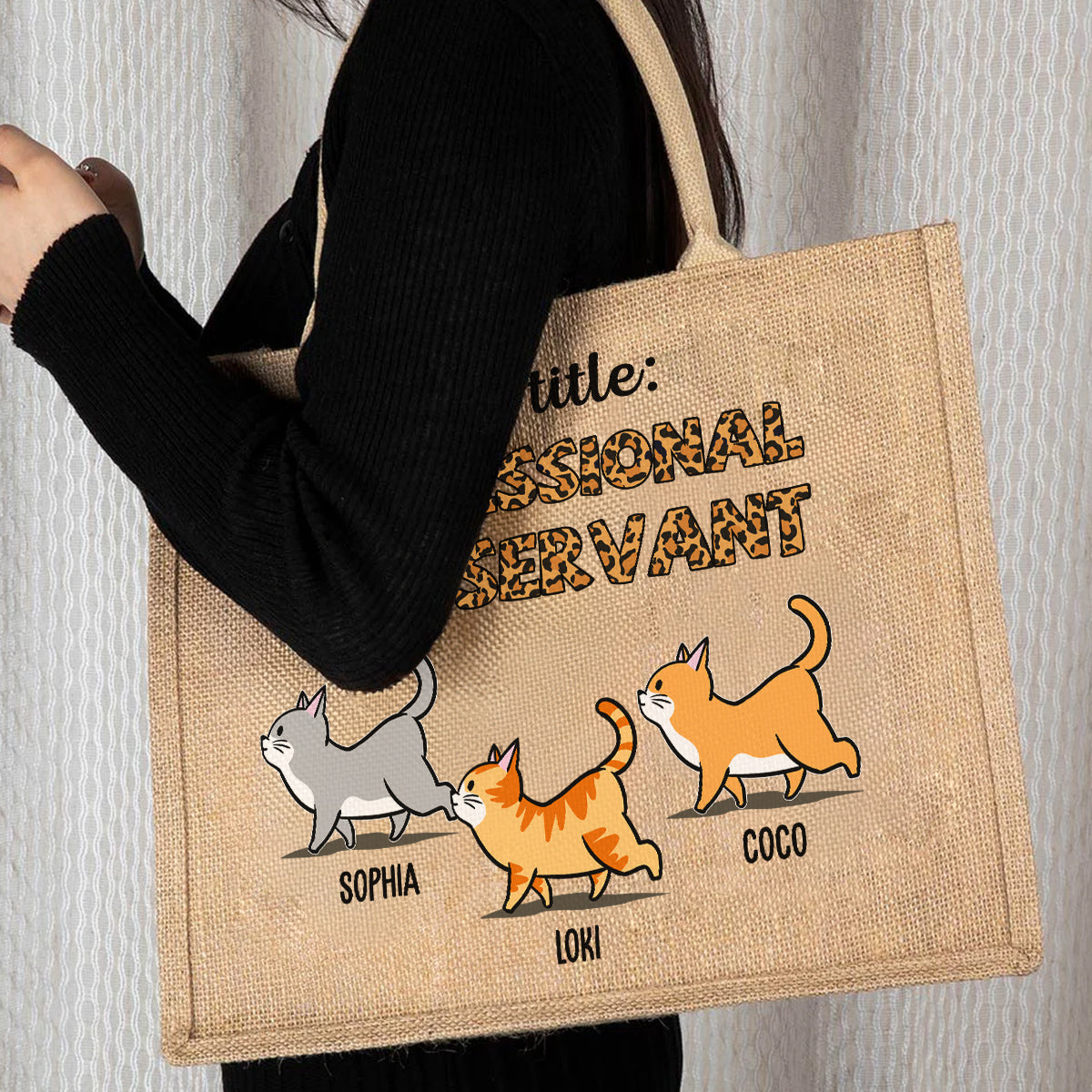 Cat Servant Is My Job - Personalized Jute Tote Bag