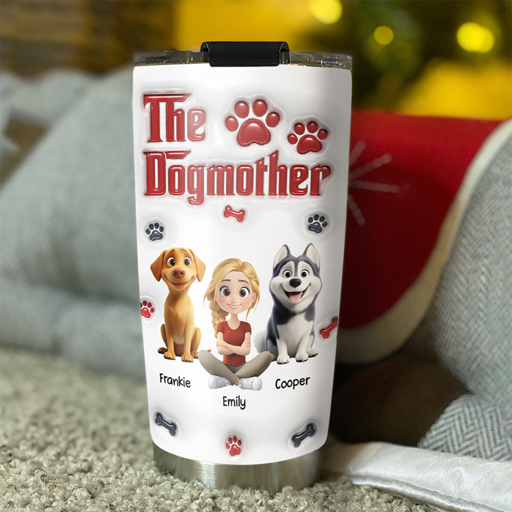 Custom Christmas Birthday Gifts For Dog Mom, Dog Lovers • Cool Dog Mother - Personalized 3D Inflated Effect Tumbler