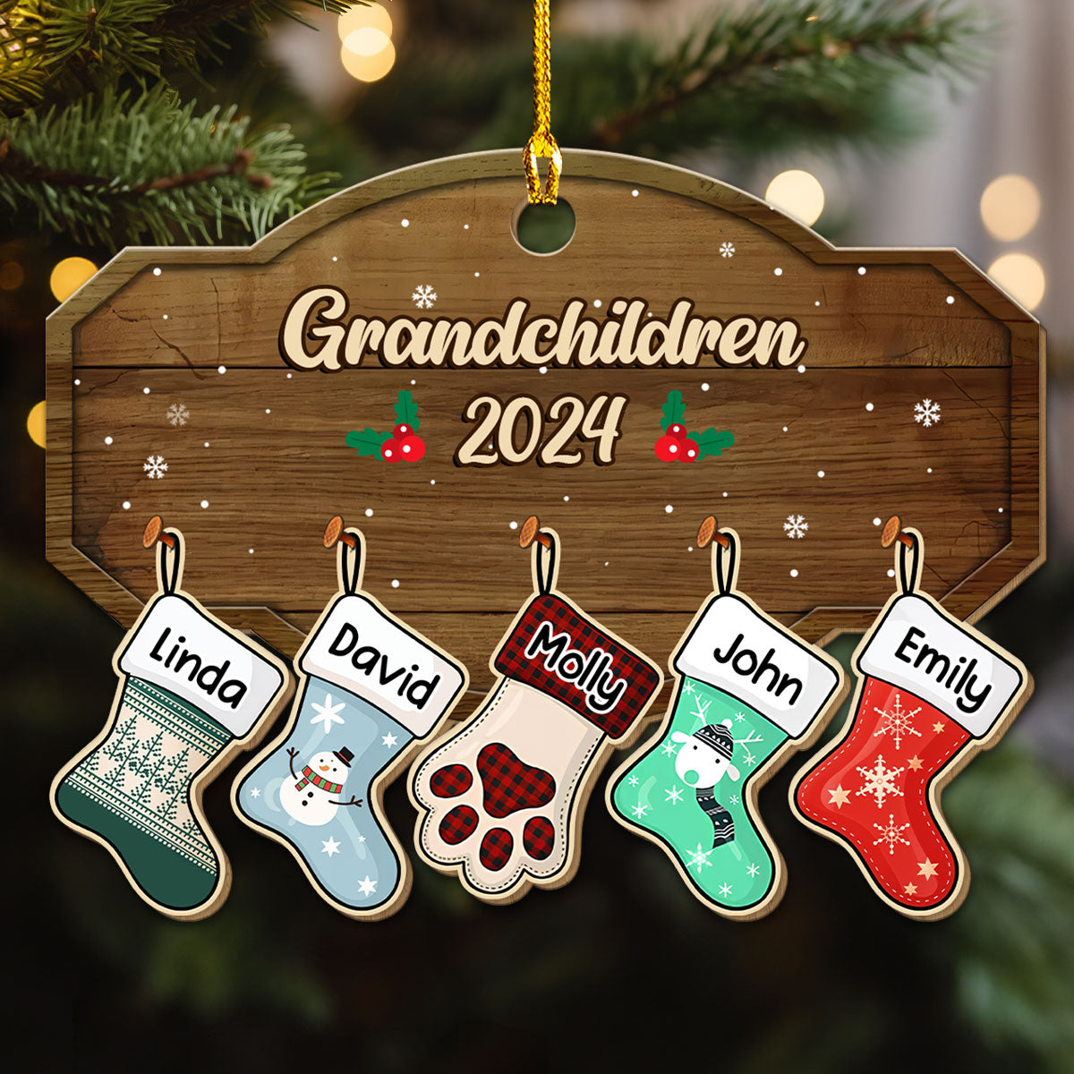 Family With Pet - Personalized Wood Ornament