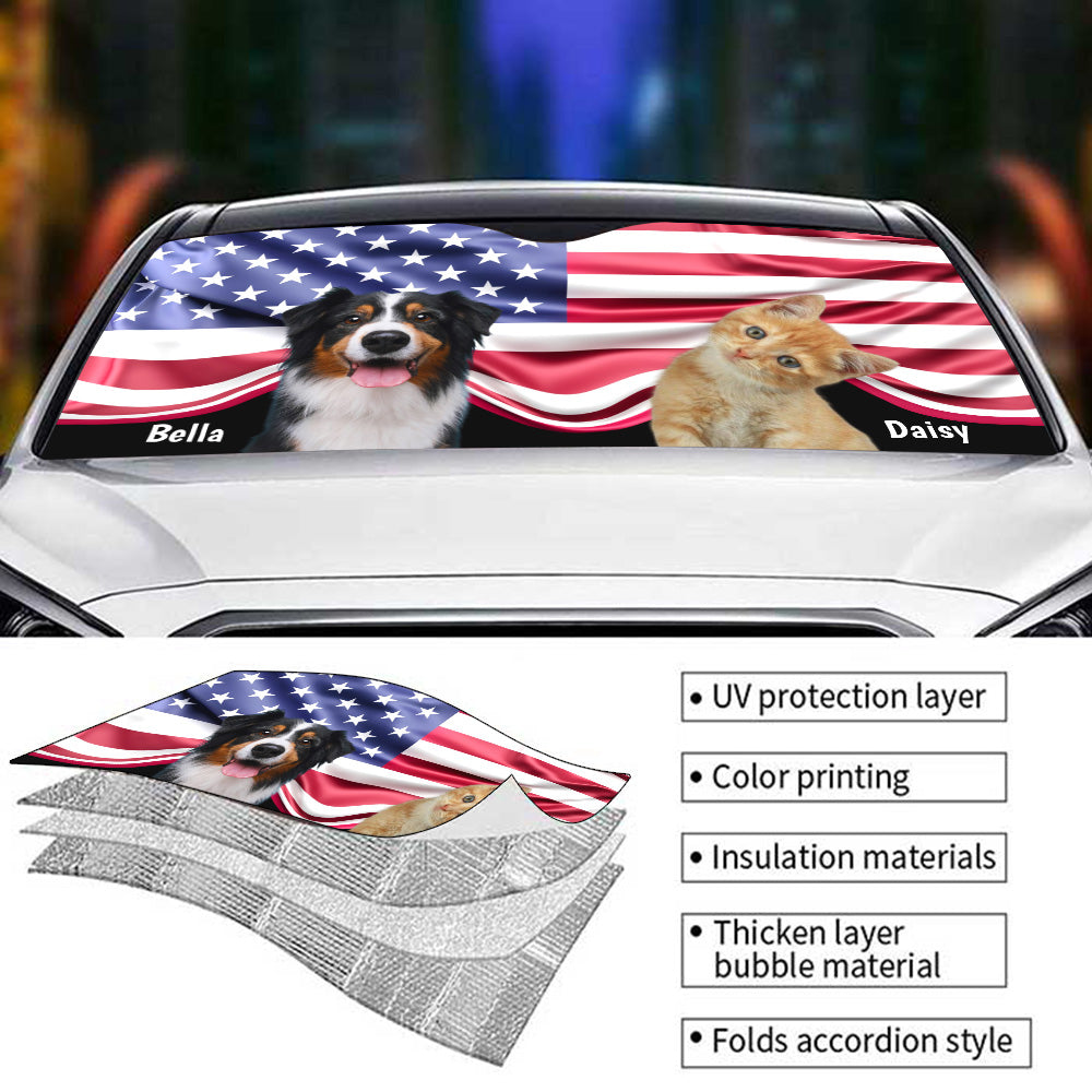 Proud American Pets Photo - Personalized Car Sunshade