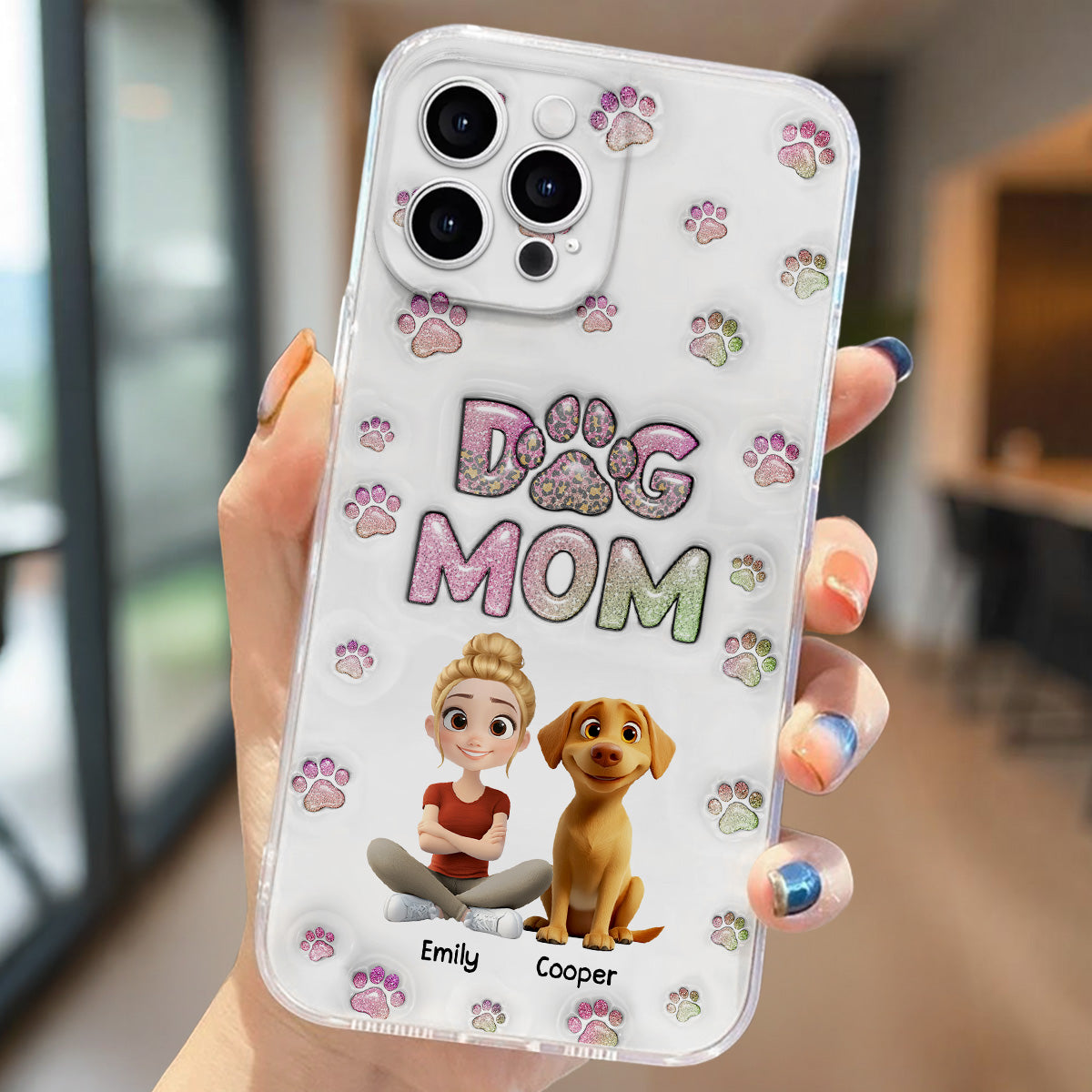 Dog Mom Lovely Chibi - Personalized 3D Inflated Effect Phone Case
