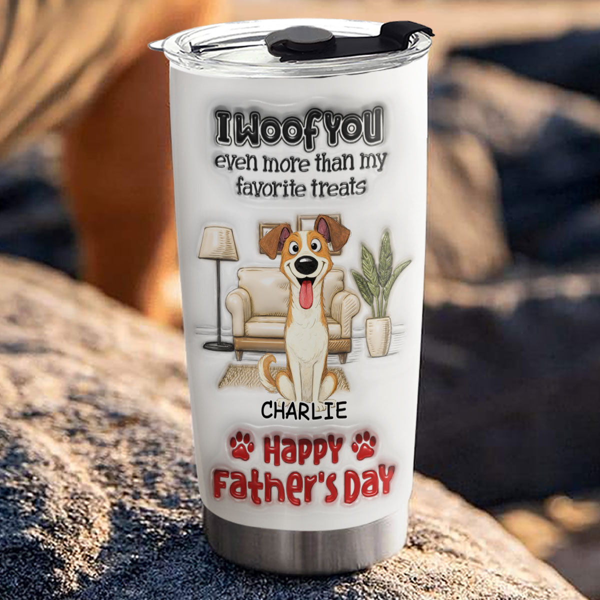 Custom Father's day Birthday Gifts For Dog Dad, Dog Lovers • Even More Than Anything - Personalized 3D Inflated Effect Tumbler