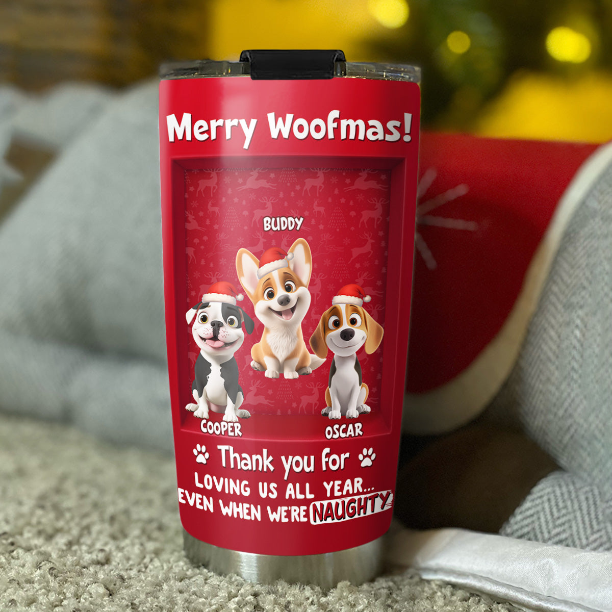 Custom Christmas Birthday Gifts For Dog Mom, Dog Lovers • Nothing To Regret - Personalized 3D Effect Tumbler