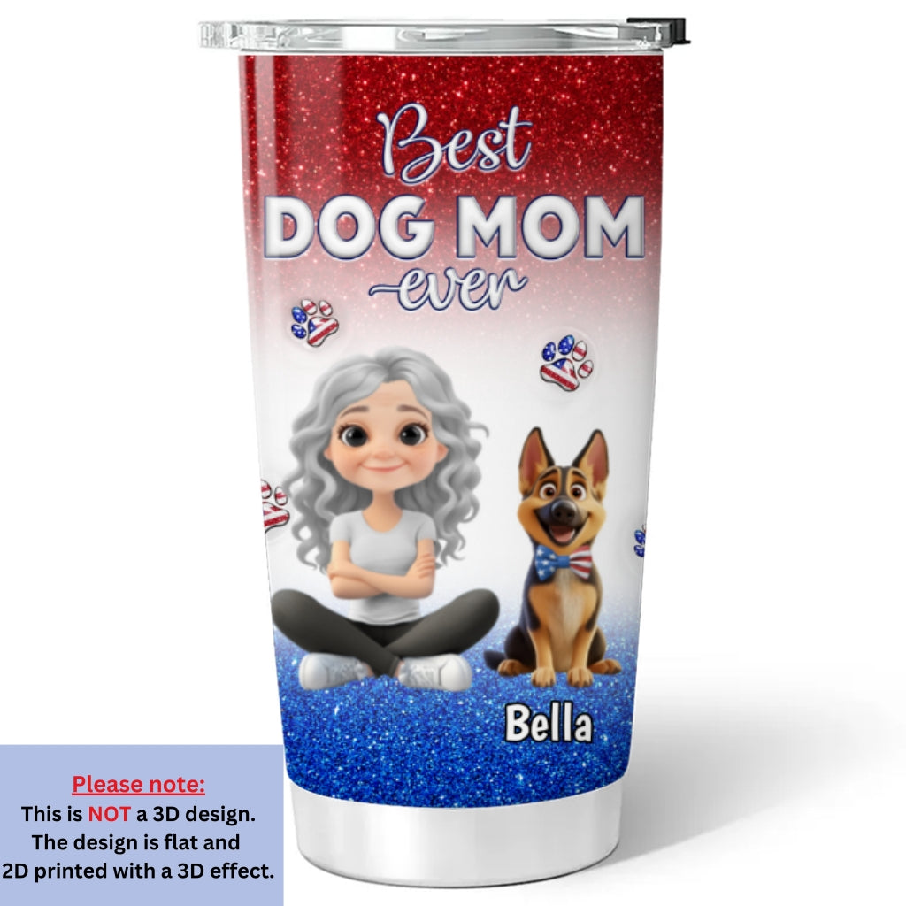 Custom Christmas Birthday Gifts For Dog Mom, Dog Lovers • American Lovely Dog Mom - Personalized 3D Inflated Effect Tumbler