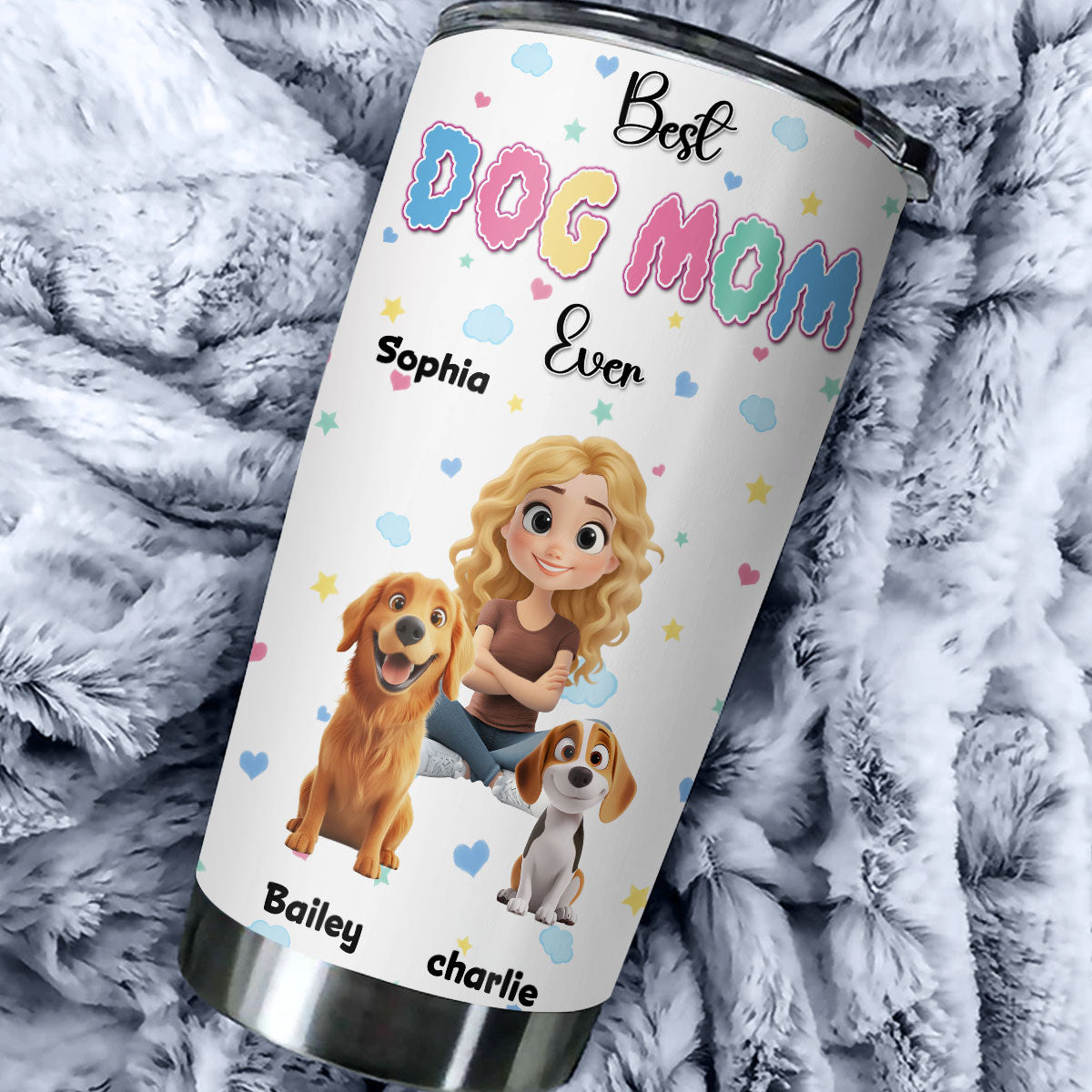 Custom Christmas Birthday Gifts For Dog Mom, Dog Lovers • Cloudy Dog Mom - Personalized Tumbler