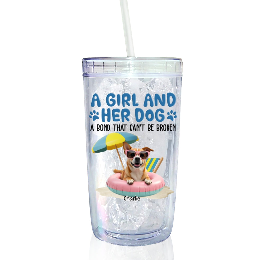 A Girl And Her Dogs Photo - Personalized 14oz Plastic Tumbler
