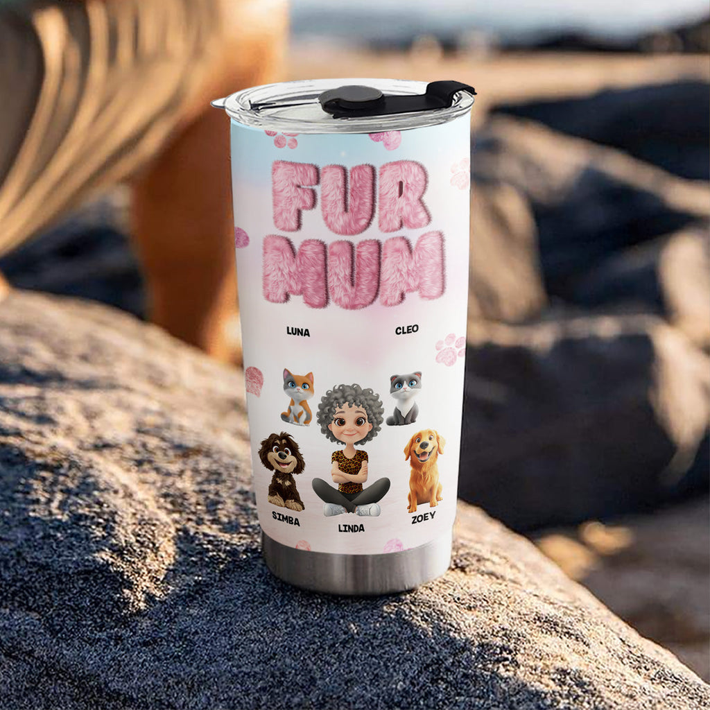 Custom Christmas Birthday Gifts For Pet Lovers • Fluffy Fur Mom - Personalized Tumbler
