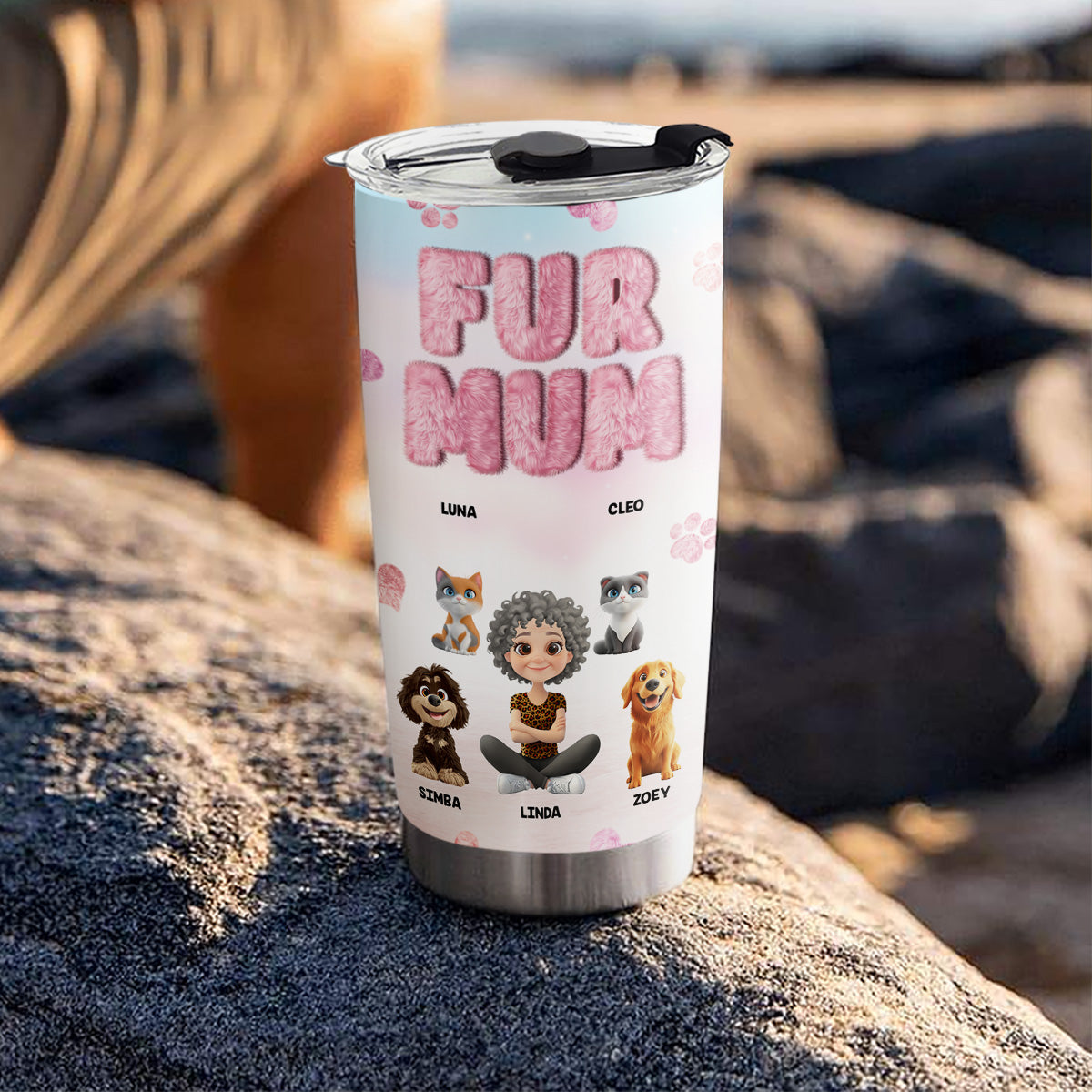 Custom Christmas Birthday Gifts For Pet Lovers • Fluffy Fur Mom - Personalized Tumbler