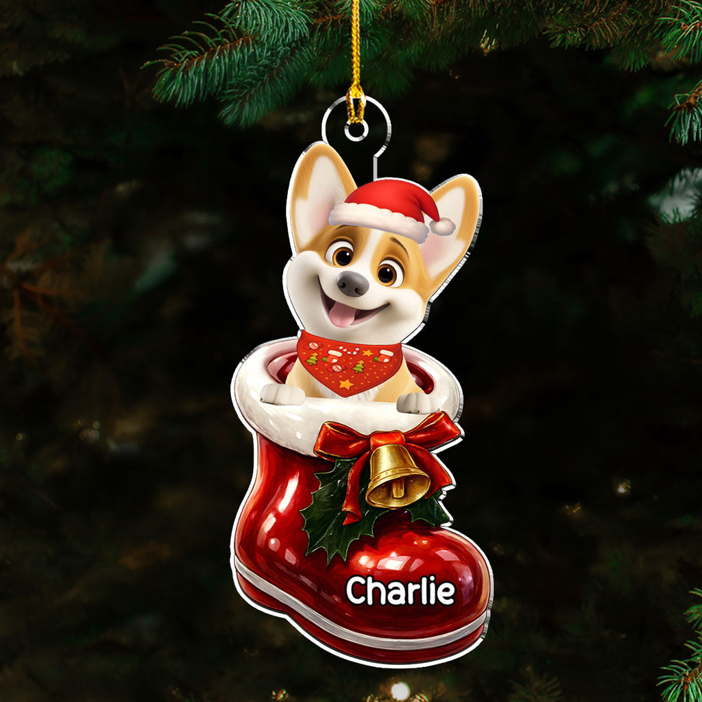 Custom Christmas Decor Home Birthday Gifts For Dog Lovers • Here In Your Shoes - Personalized 3D Effect Acrylic Ornament
