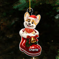 Custom Christmas Decor Home Birthday Gifts For Dog Lovers • Here In Your Shoes - Personalized 3D Effect Acrylic Ornament