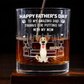Custom Father's Day Birthday Drinkware Gifts For Dog Dad • Putting Up My Shit Daddy - Personalized Whiskey Glass
