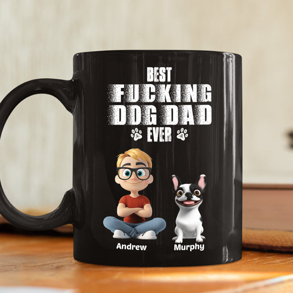 Custom Father's day Birthday Gifts For Dog Dad, Dog Lovers • Best Dad Ever Dark Ver - Personalized Coffee Mug