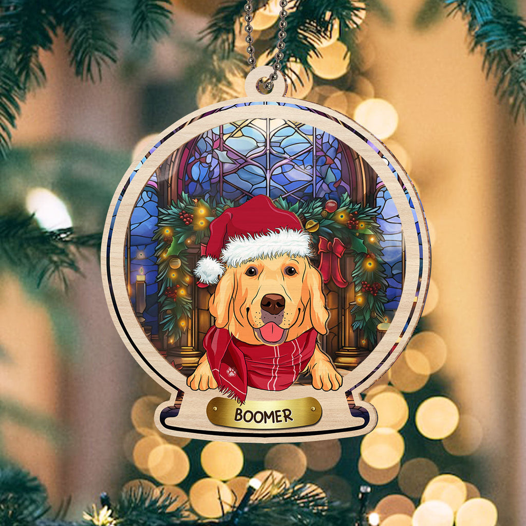 Snow Globe Dog - Personalized Suncatcher Ornament