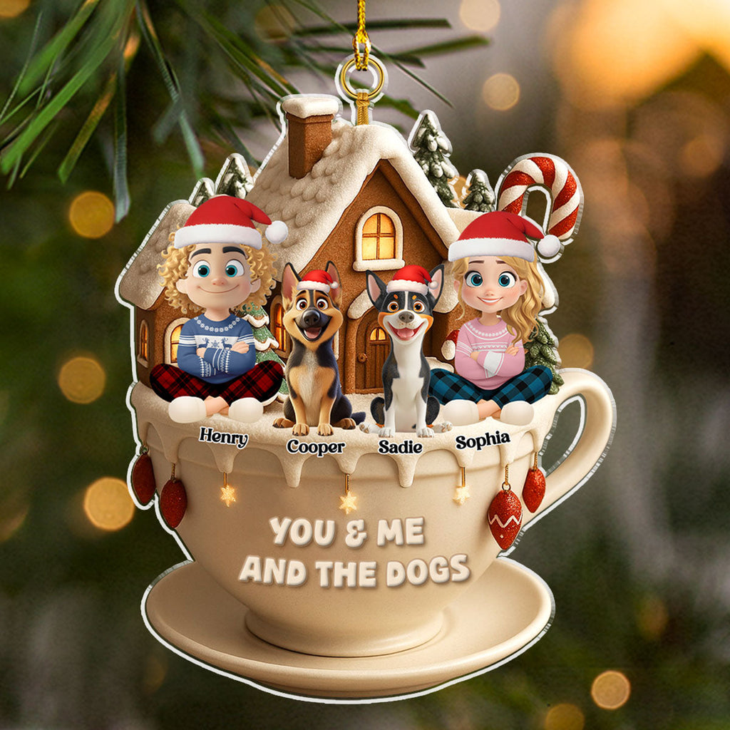 Custom Christmas Decor Home Birthday Gifts For Dog Lovers • Christmas Tea Cup House - Personalized Acrylic Ornament