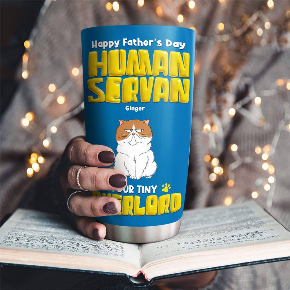 Custom Father's day Birthday Gifts For Cat Dad, Cat Lovers • Cat Overlord Rules - Personalized Tumbler