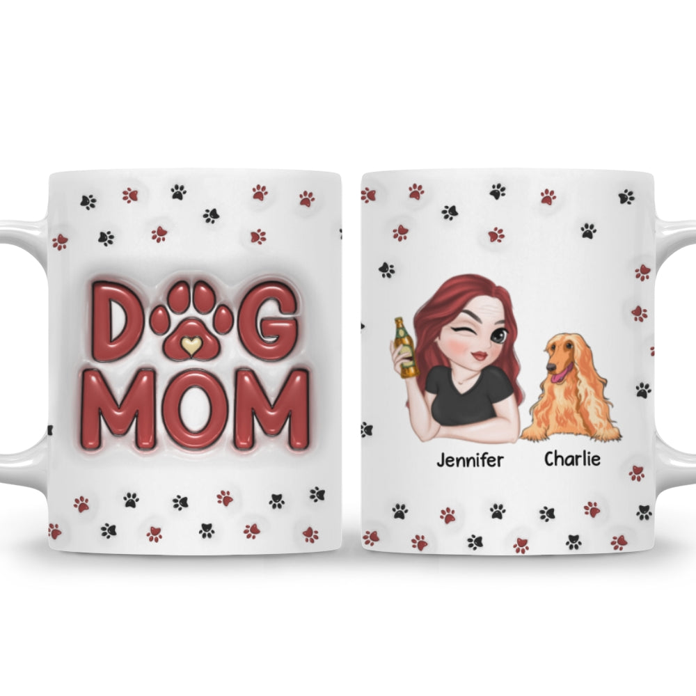 Custom Mother's day Birthday Gifts For Dog Mom, Dog Lovers • Lovely Dog Mom Mug - Personalized 3D Inflated Effect Mug