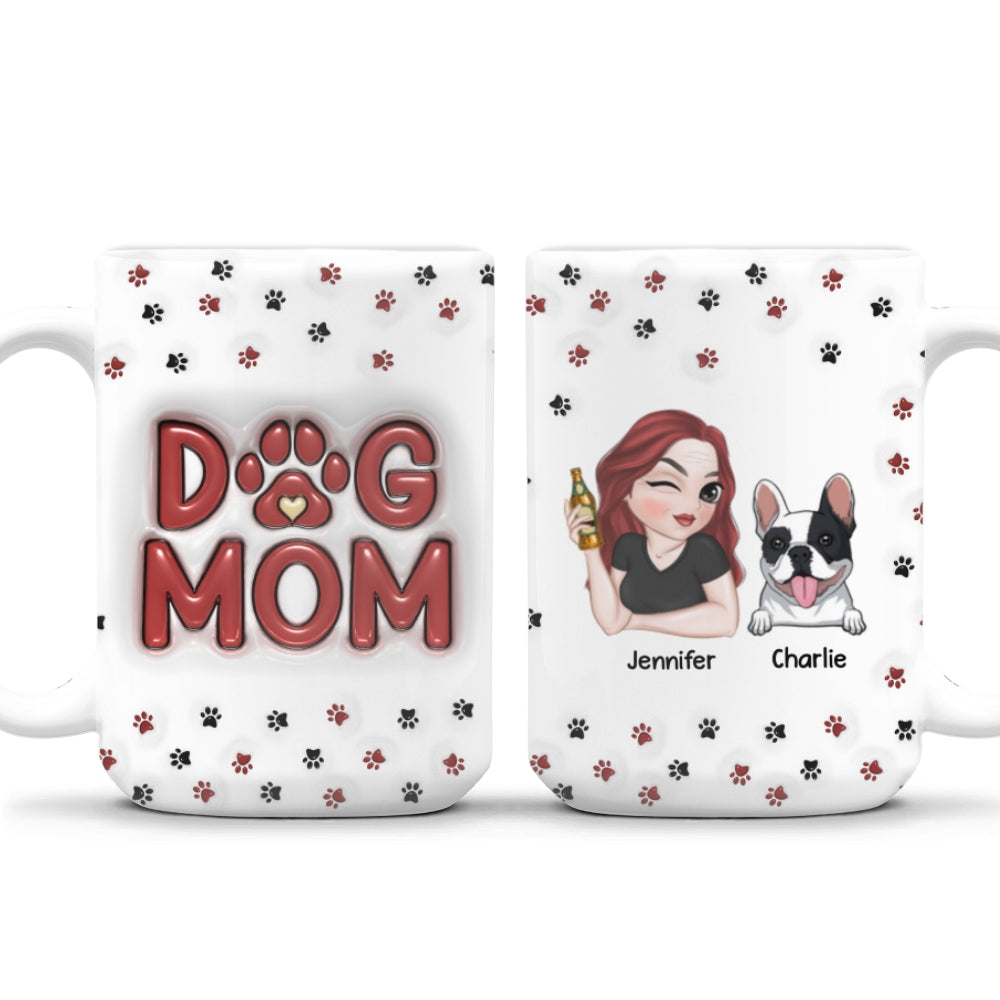 Custom Mother's day Birthday Gifts For Dog Mom, Dog Lovers • Lovely Dog Mom Mug - Personalized 3D Inflated Effect Mug