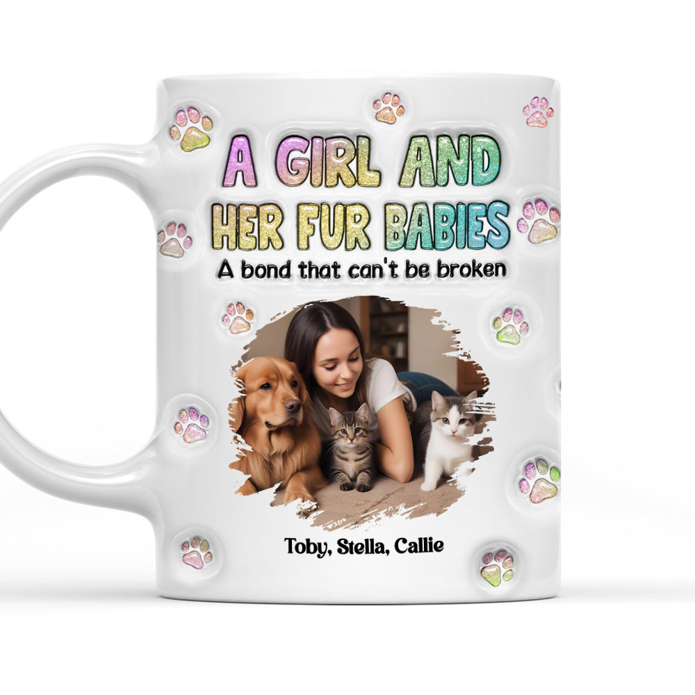 Custom Photo Christmas Birthday Gifts For Dog Mom, Dog Lovers • A Girl And Her Fur Babies Photo - Personalized 3D Inflated Effect Mug
