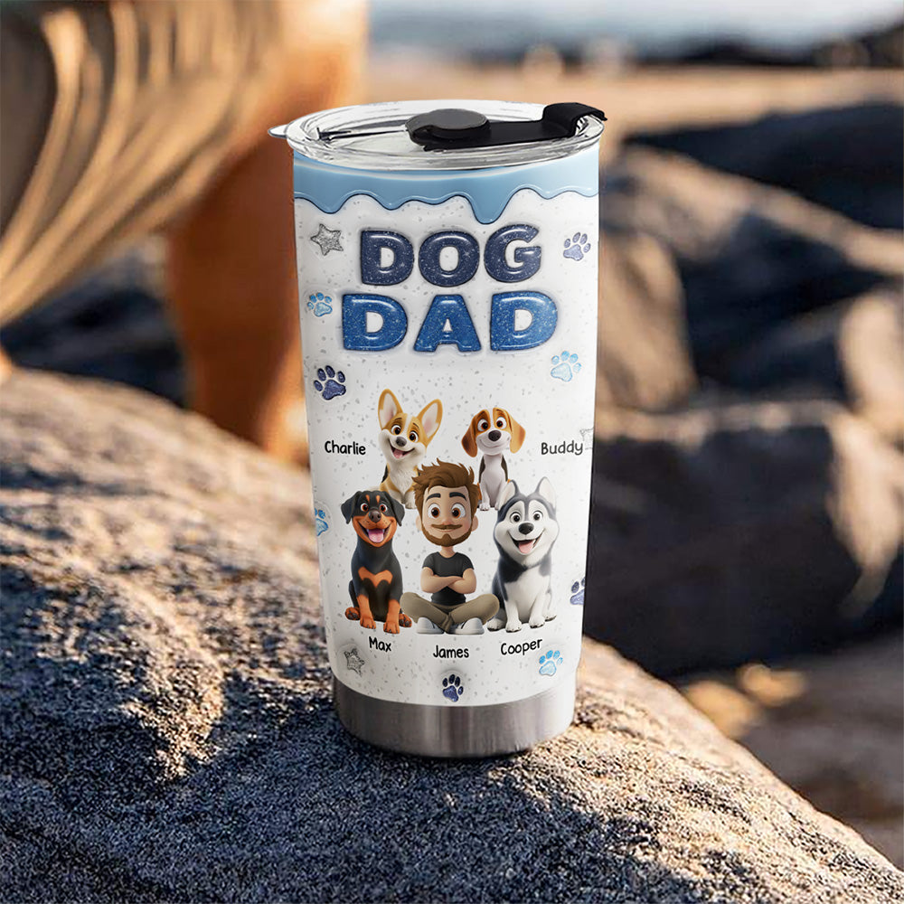 Custom Christmas Birthday Gifts For Dog Lovers • Dog Mom Dad Star - Personalized 3D Inflated Effect Tumbler