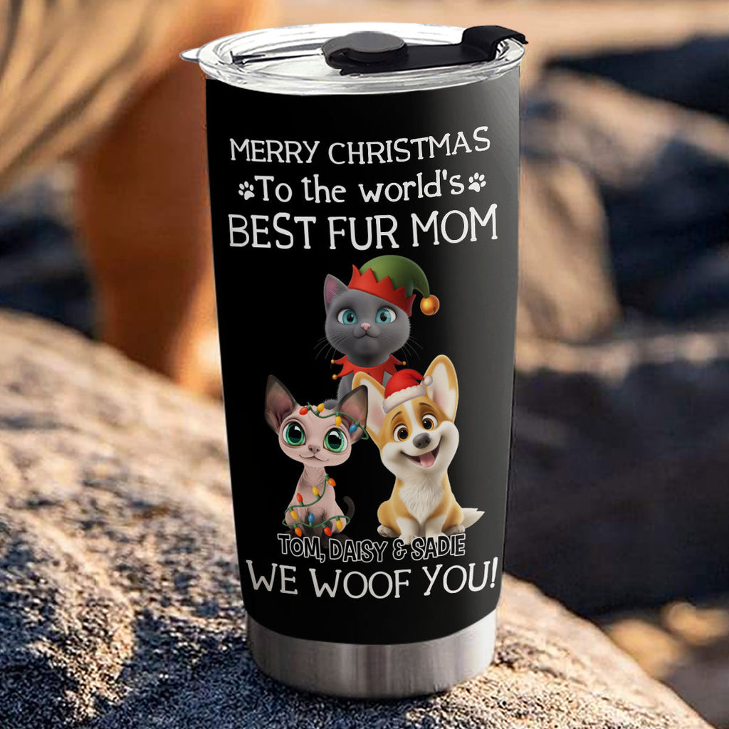 Custom Christmas Birthday Gifts For Pet Lovers • I Woof You The Best Fur Dad Christmas - Personalized Tumbler