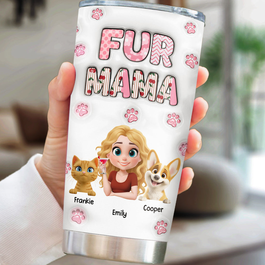 Custom Christmas Birthday Gifts For Pet Mom, Pet Lovers • Cherry On Top Of Us - Personalized 3D Inflated Effect Tumbler