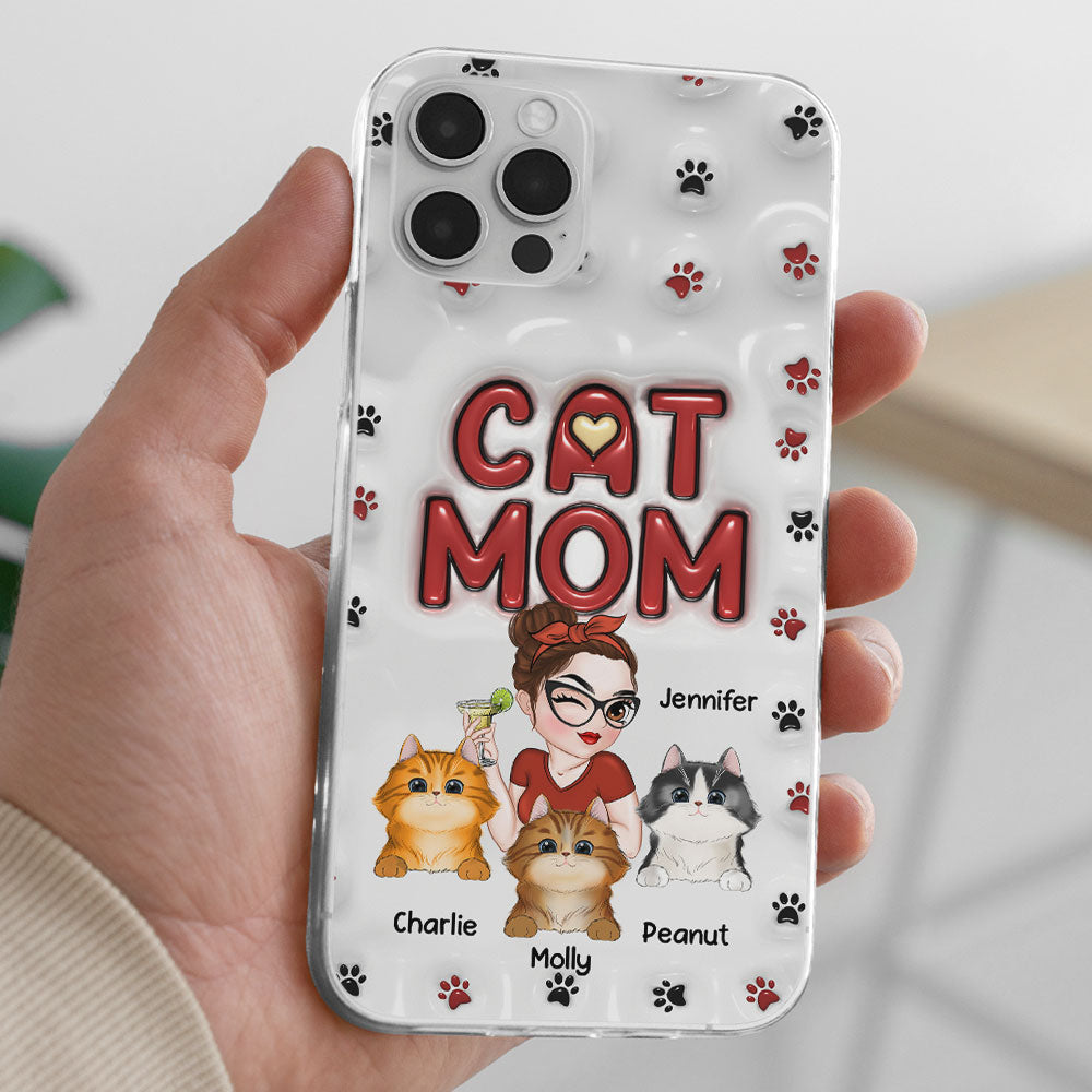 Lovely Cat Mom- Personalized 3D Inflated Effect Phone Case