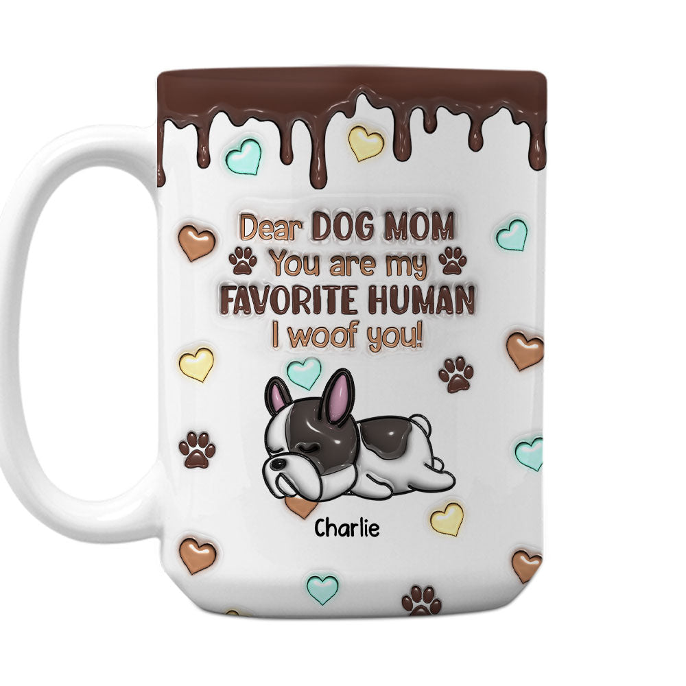 Custom Christmas Birthday Gifts For Dog Lovers • Favorite Human Version 2 - Personalized 3D Inflated Effect Mug
