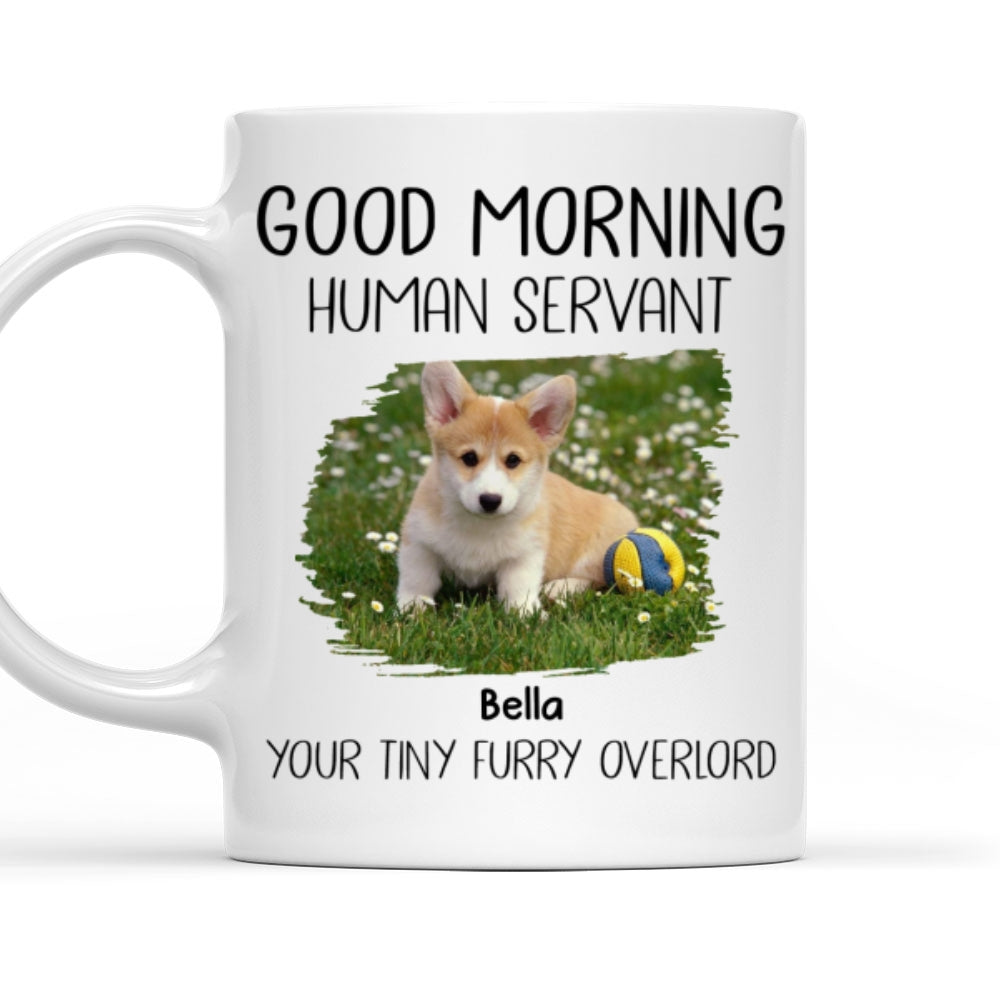 Custom Photo Christmas Birthday Gifts For Dog Lovers • Good Morning Human Servant Dog Photo Version - Personalized Coffee Mug