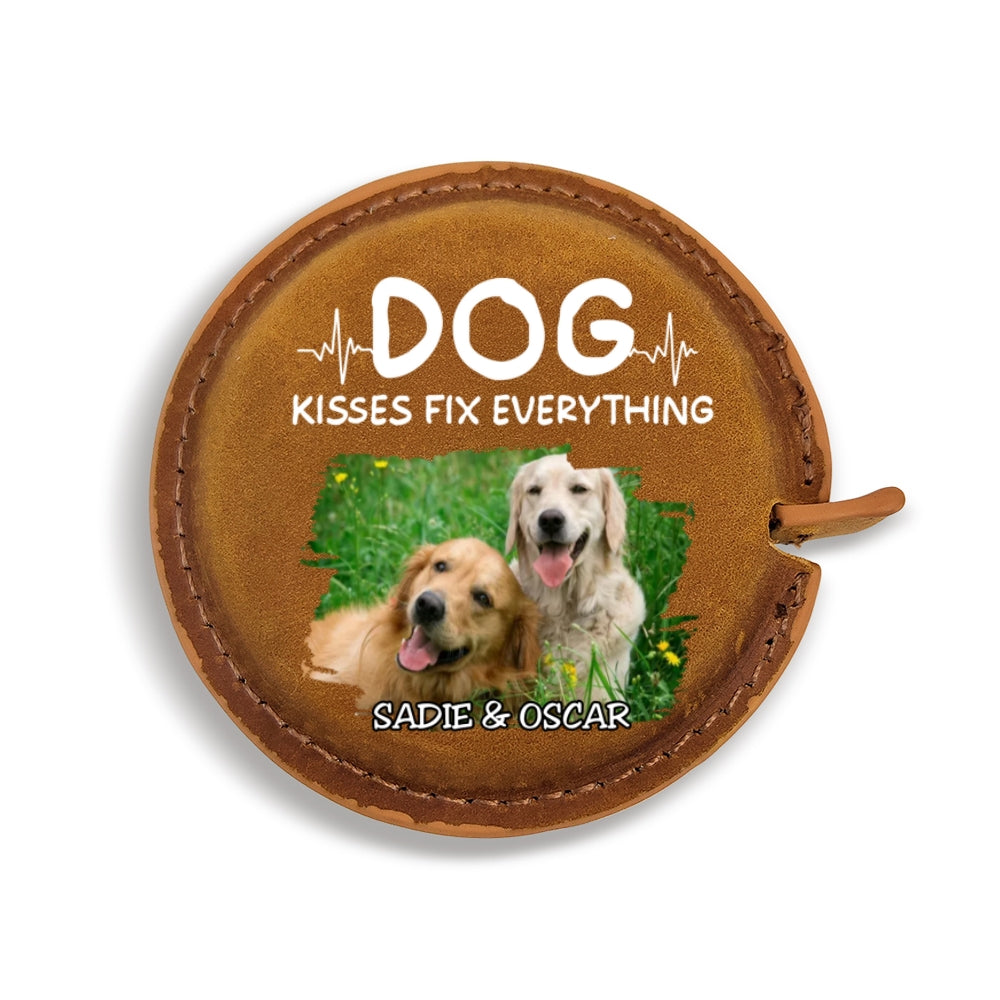Dog Kisses Photo - Personalized Leather Tape Measure