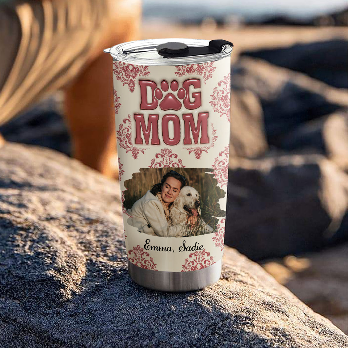 Custom Photo Christmas Birthday Gifts For Dog Mom, Dog Lovers • Queen Of Dogs Photo - Personalized 3D Inflated Effect Tumbler