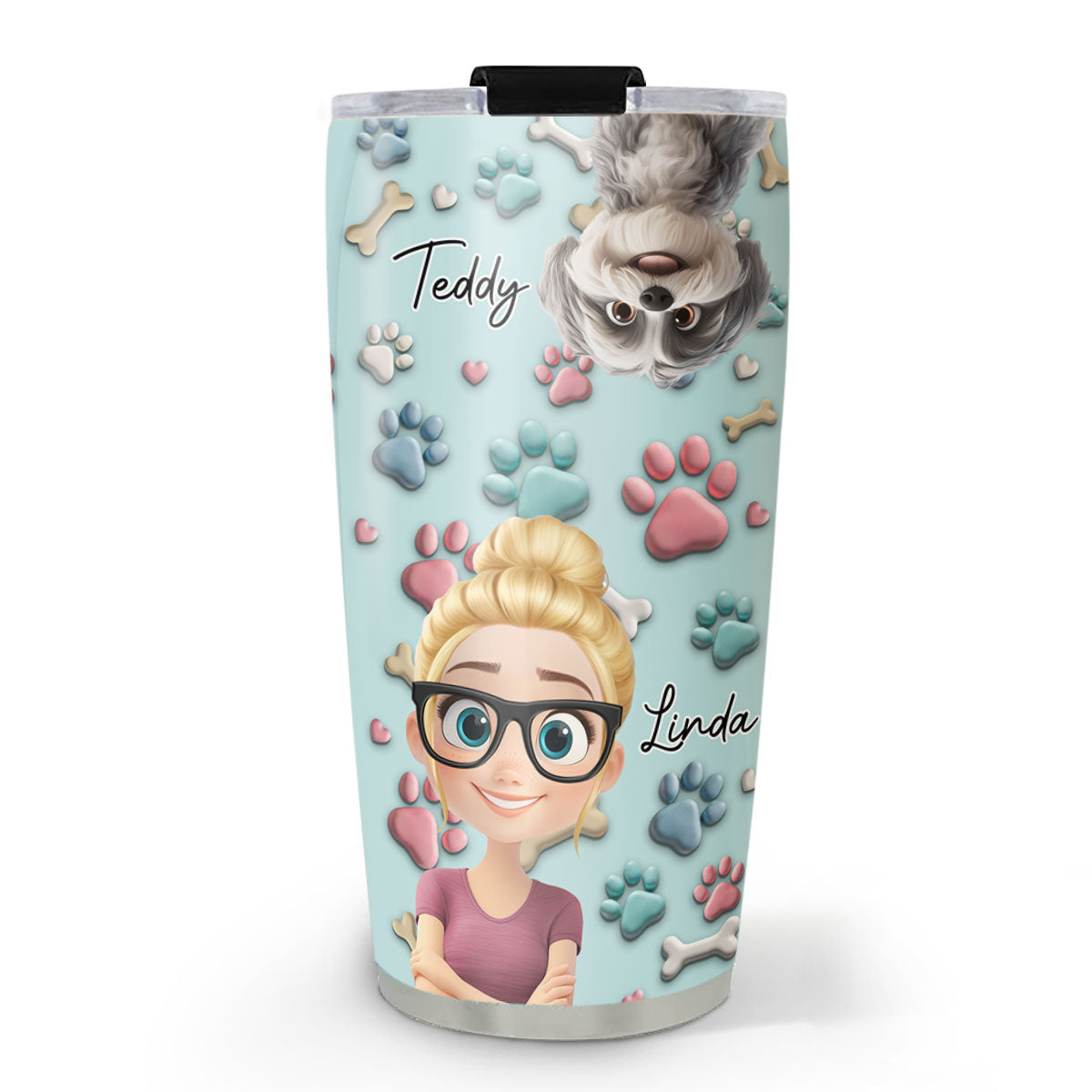 Custom Mother's day Birthday Gifts For Dog Mom, Dog Lovers • Dog And Human Cartoon - Personalized Tumbler