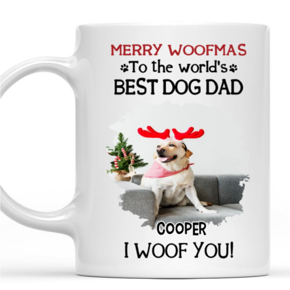Custom Photo Christmas Birthday Gifts For Dog Lovers • I Woof You The Best Christmas Photo - Personalized Coffee Mug