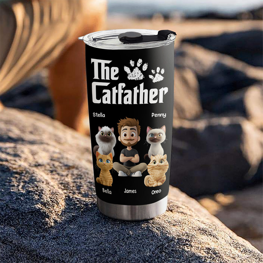 Custom Father's day Birthday Gifts For Cat Dad, Cat Lovers • Cool Cat Father - Personalized Tumbler