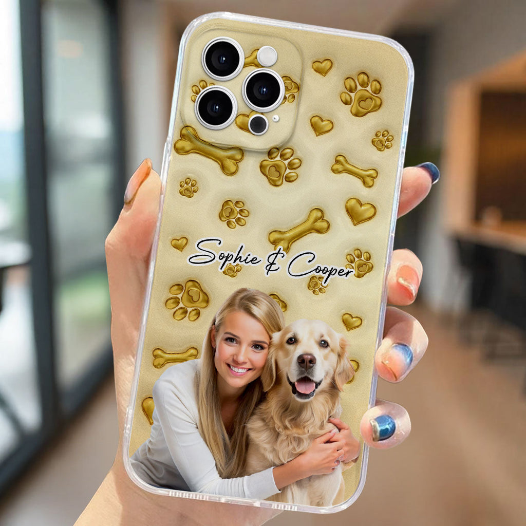 Gold Glitter Dog Mom Photo - Personalized 3D Effect Phone Case