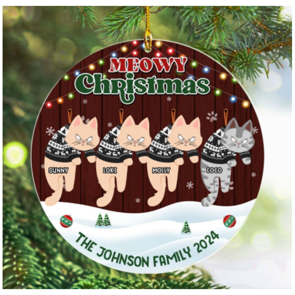 Meowy Christmas 2024 - Personalized Acrylic Ornament