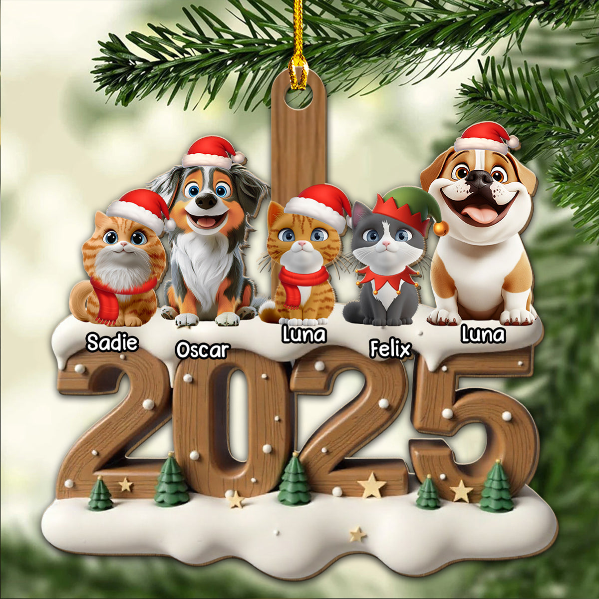 Custom Christmas Decor Home Birthday Gifts For Pet Lovers • Only Them This Year - Personalized 3D Effect Wood Ornament