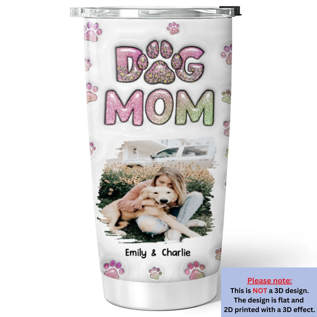 Custom Photo Christmas Birthday Gifts For Dog Mom, Dog Lovers • Dog Mom Lovely Chibi Photo Version 2 - Personalized 3D Inflated Effect Tumbler