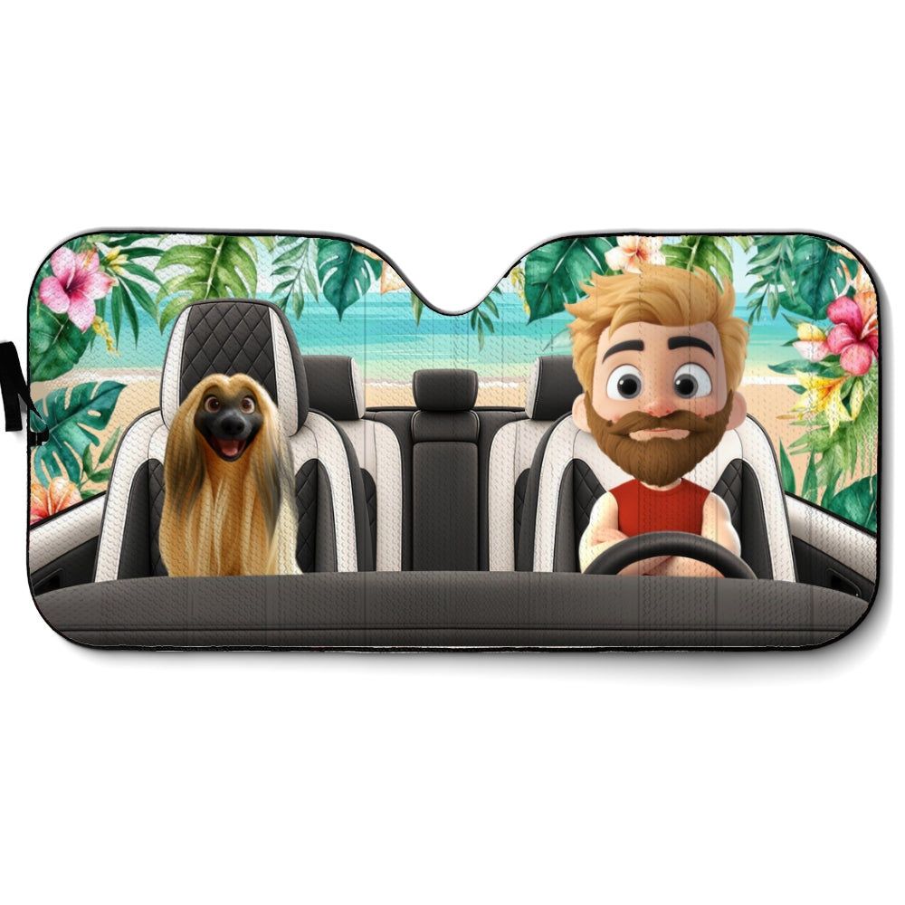 Custom Christmas Birthday Gifts Car Accessories for Dog Parents • Summer With My Dog - Personalized Car Sunshade