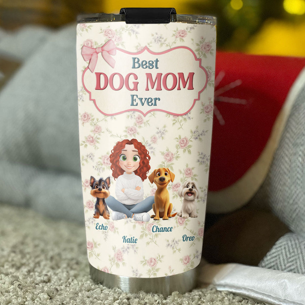 Custom Christmas Birthday Gifts For Dog Mom, Dog Lovers • Coquette Floral - Personalized Tumbler