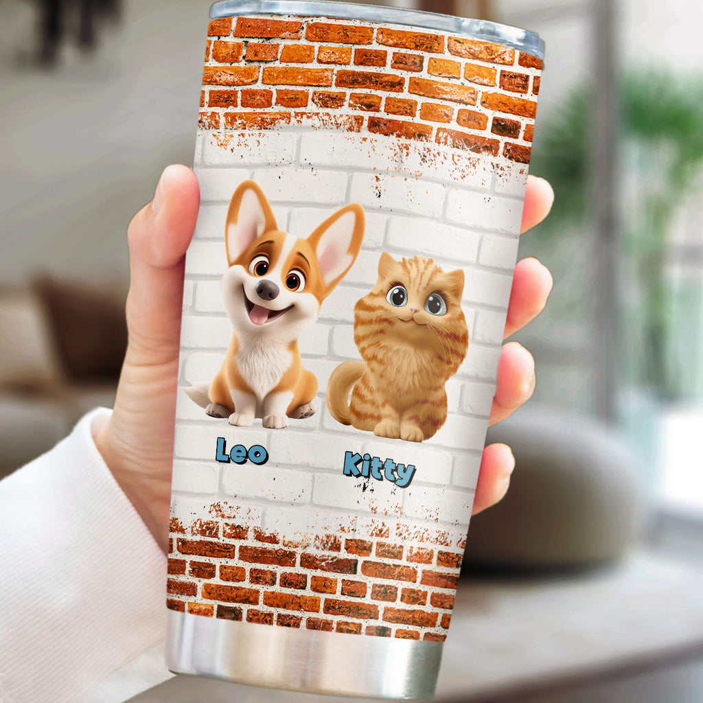 Custom Christmas Birthday Gifts For Pet Dad, Pet Lovers • Dear Dad Fur Ver - Personalized Tumbler