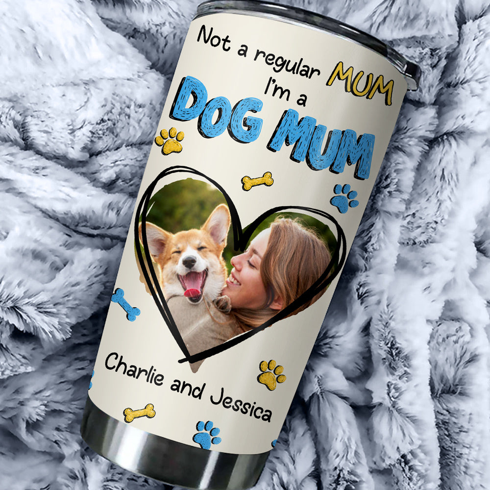 Custom Photo Christmas Birthday Gifts For Dog Lovers • Not A Regular Mom Photo - Personalized 3D Inflated Effect Tumbler