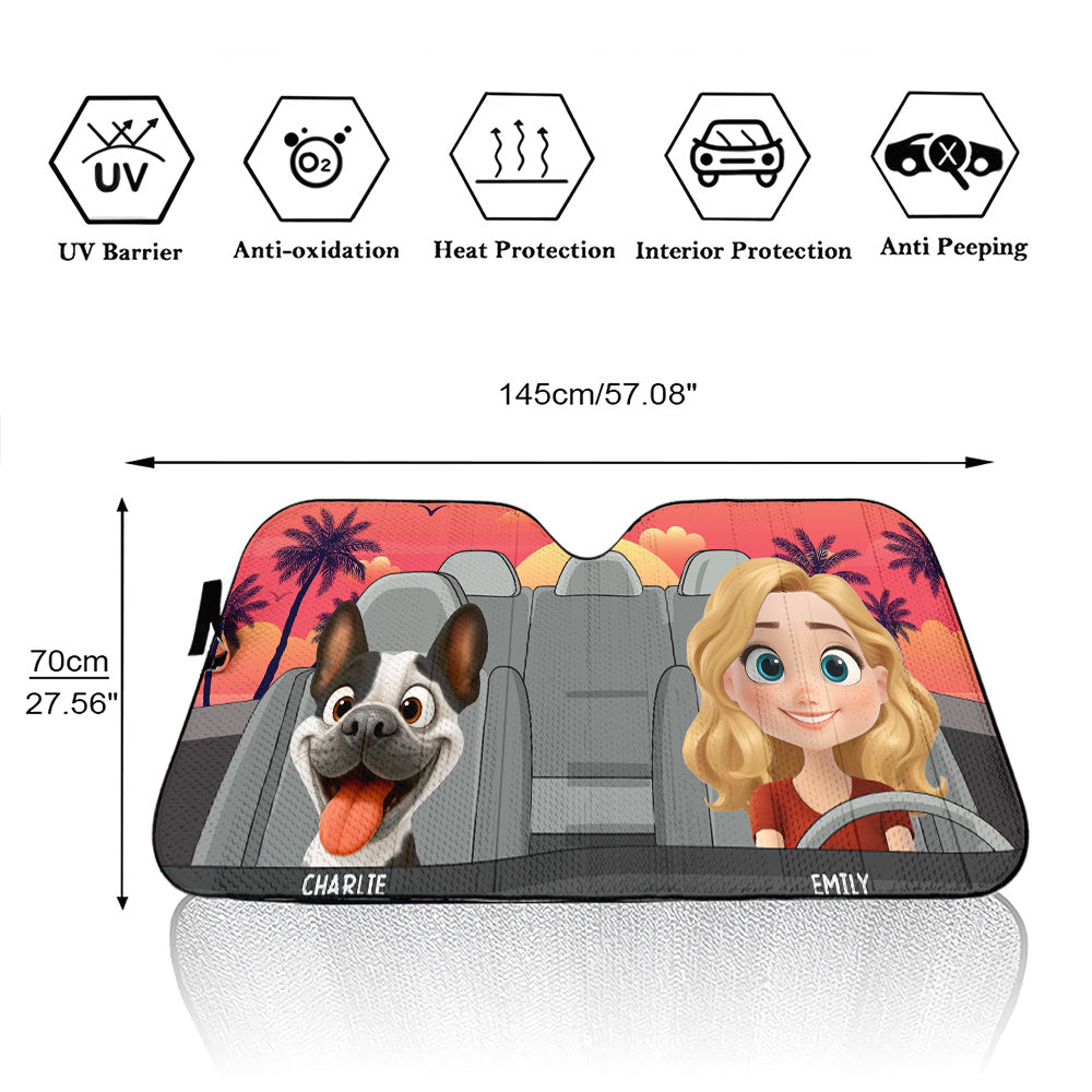 Trip With My Dogs - Personalized Car Sunshade