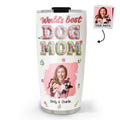 Custom Photo Christmas Birthday Gifts For Dog Mom, Dog Lovers • Blossoming Dog Mom Photo - Personalized 3D Effect Tumbler