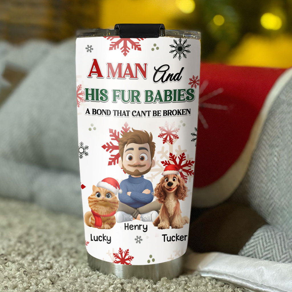 Custom Christmas Birthday Gifts For Pet Dad, Pet Lovers • A Man And His Pet Love Christmas - Personalized Tumbler
