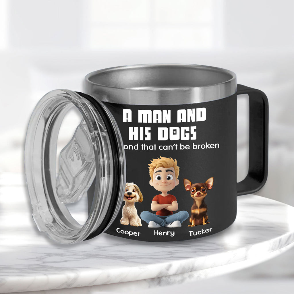 Custom Father's day Birthday Gifts For Dog Dad, Dog Lovers • Best Dad Ever - Personalized 14oz Stainless Steel Tumbler With Handle
